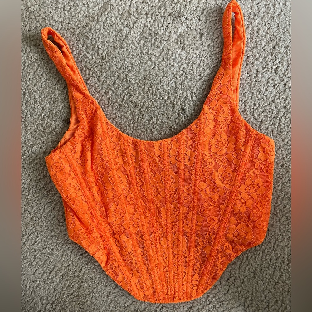 Orange Going Out Lace Top WHITE FOX WORN ONCE